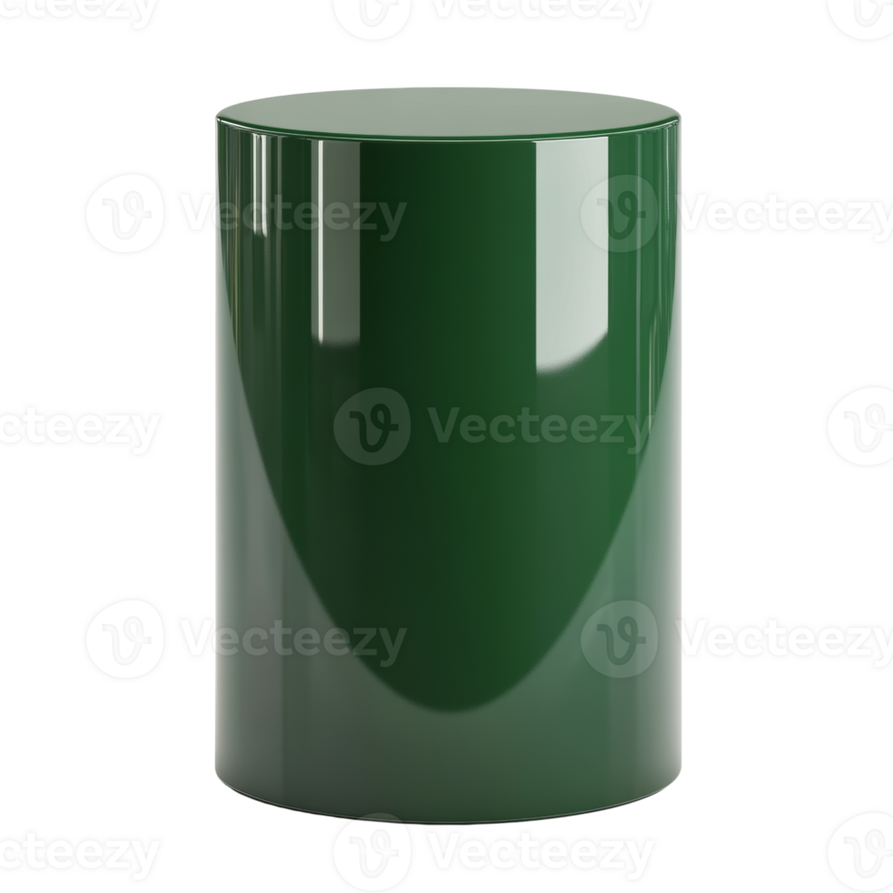 A Shiny Green Cylindrical Object on Black Background png