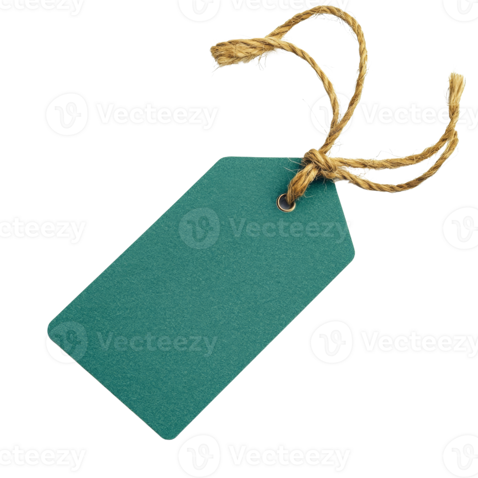 Teal Blank Gift Tag With Rustic Rope png