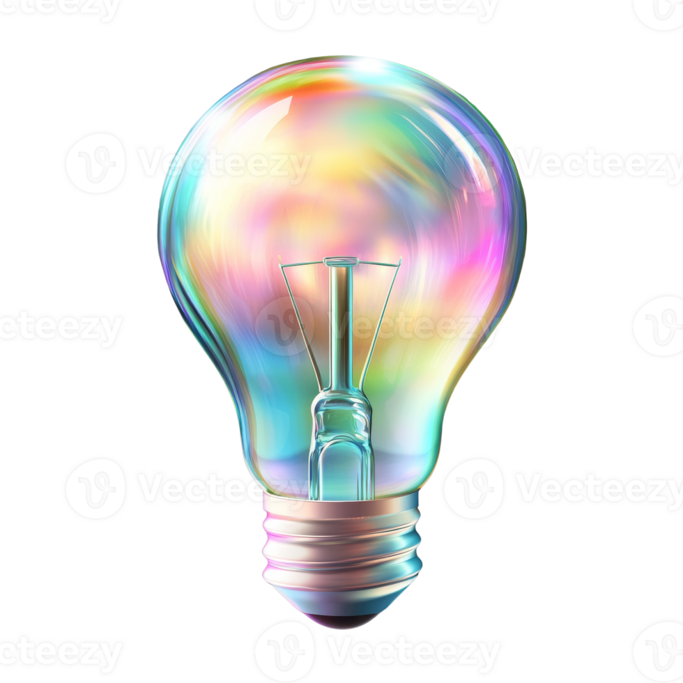 Iridescent Lightbulb With Colorful Inner Glow png