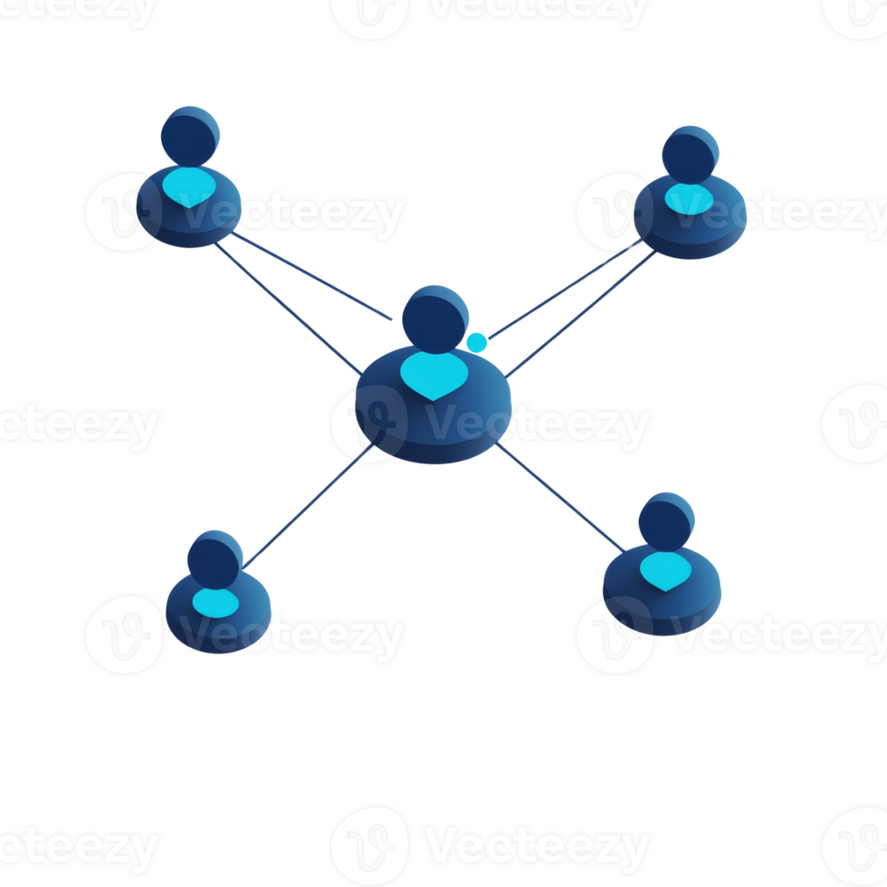Networked Blue Icons Illustrate Centralized Connection png