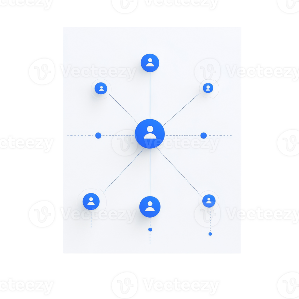 Network diagram showing a central person connected to others png
