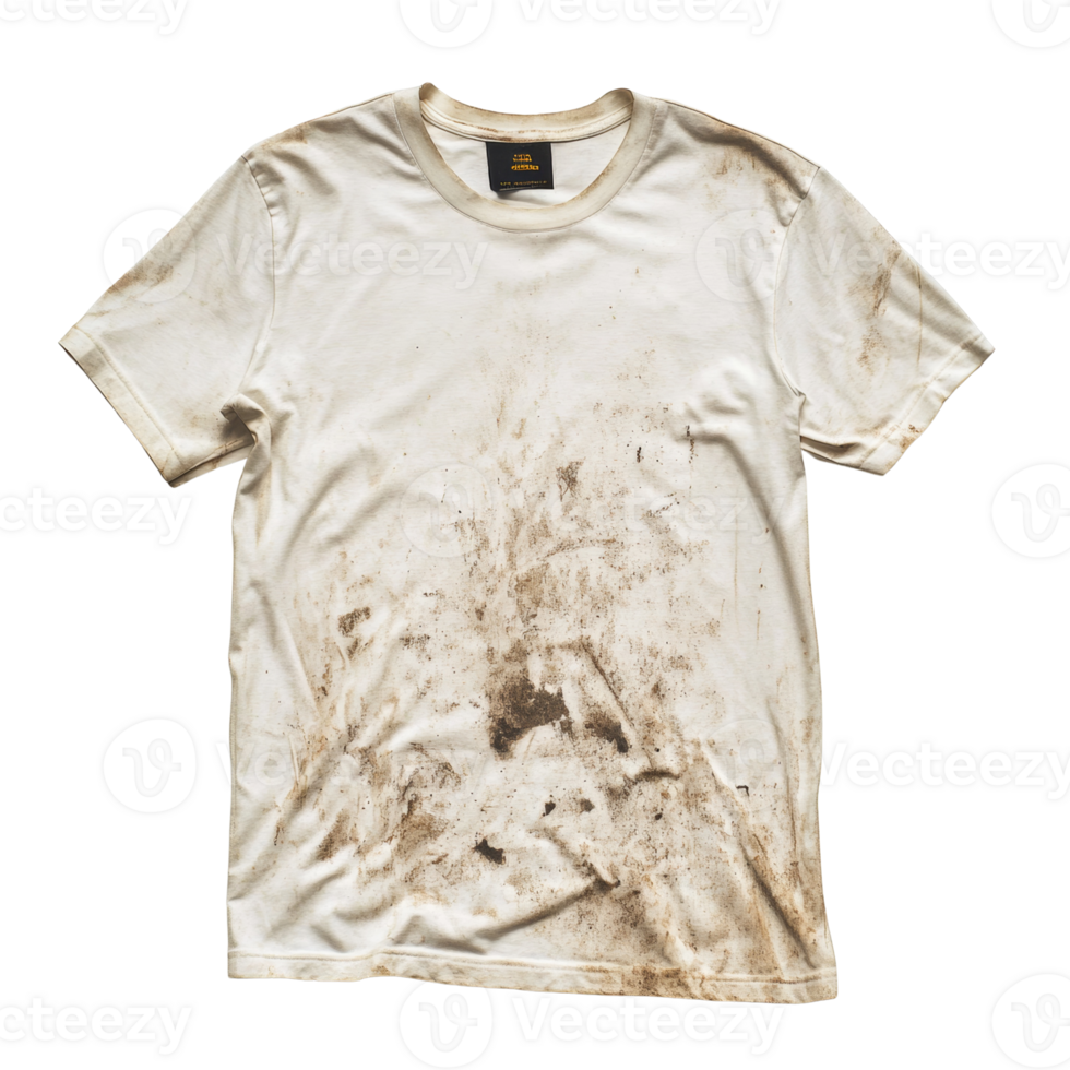 A dirty white t shirt heavily soiled with mud png