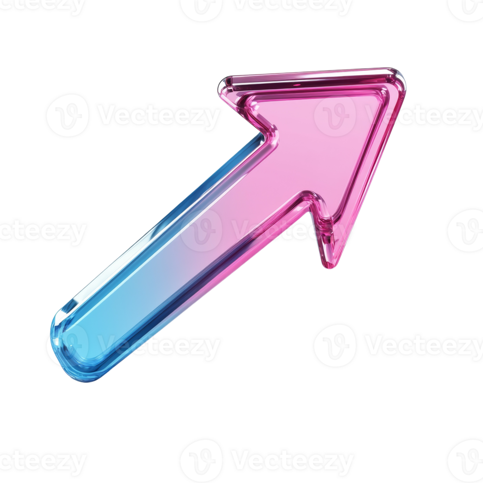 A Glass Arrow Pointing Upward Displays Gradient Colors png