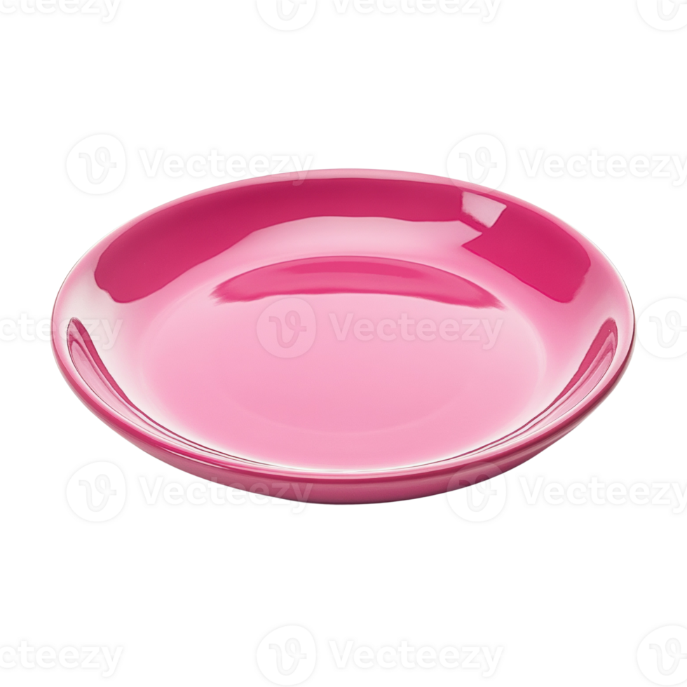 A single pink ceramic plate isolated on black png
