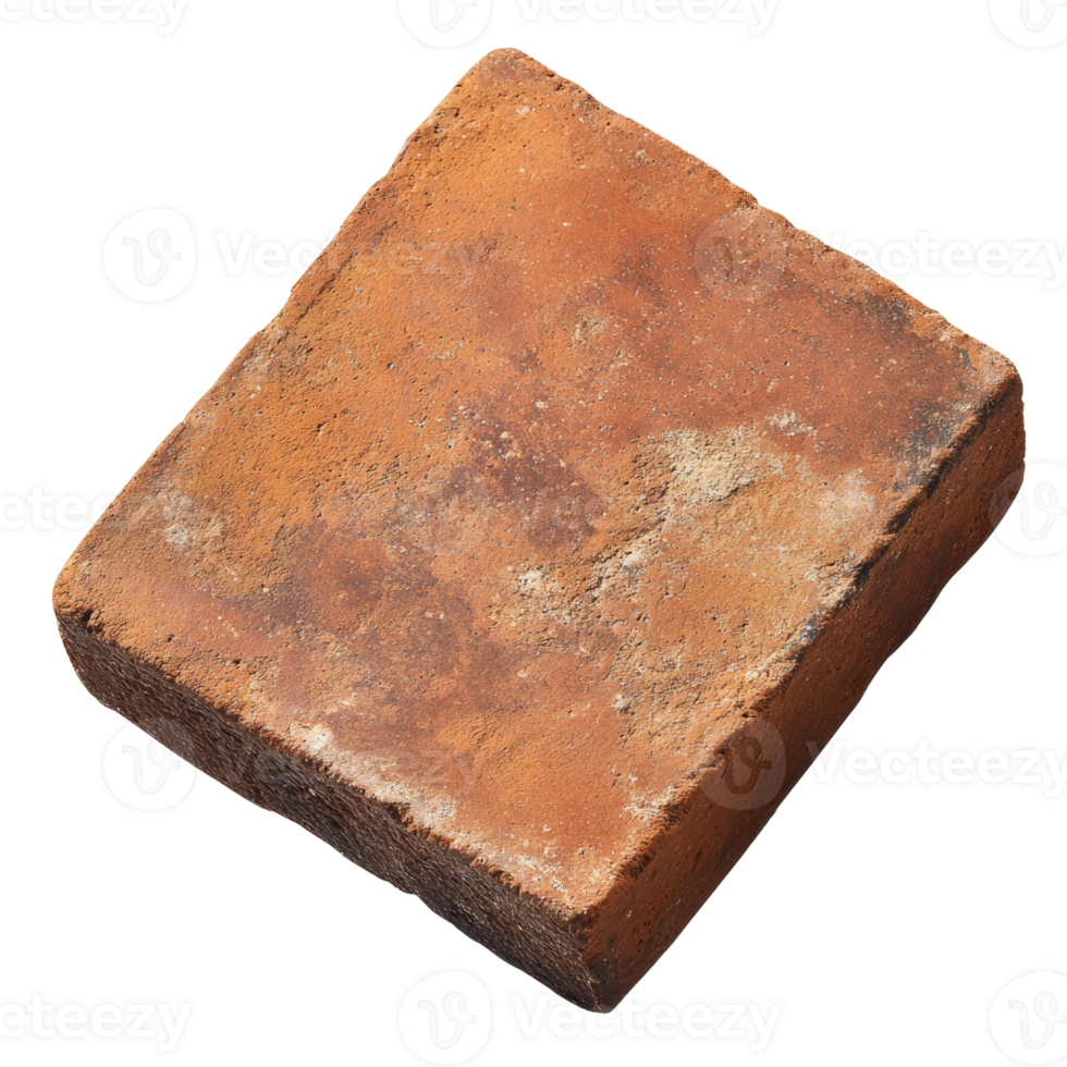 A Single Weathered Clay Brick Isolated on Black png