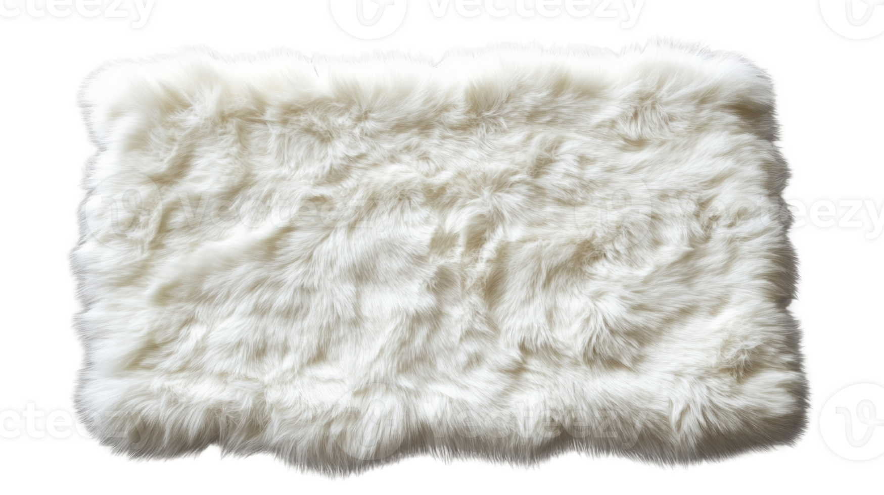 Soft White Fluffy Sheepskin Rug Texture. cut out png