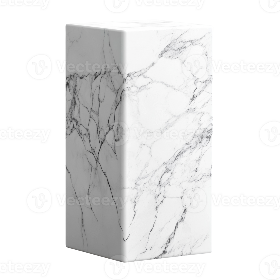 White Marble Cube Block Modern Design Element png