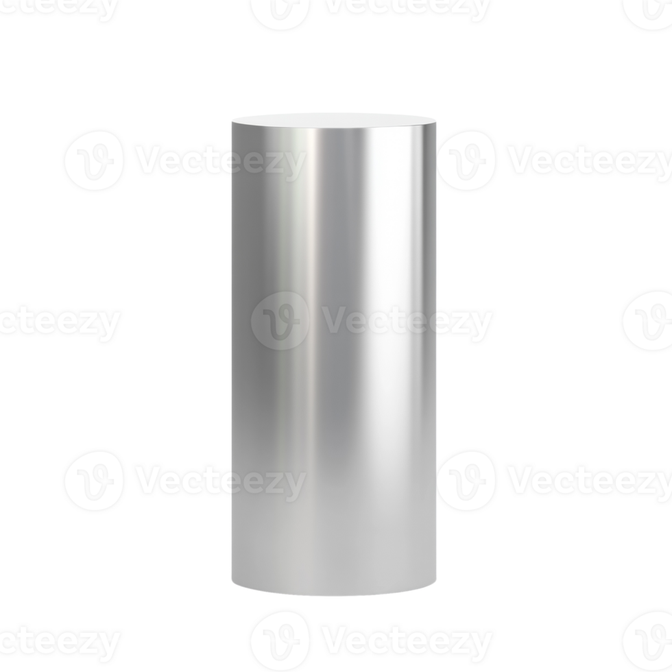 A metallic silver cylinder stands on a plain background png