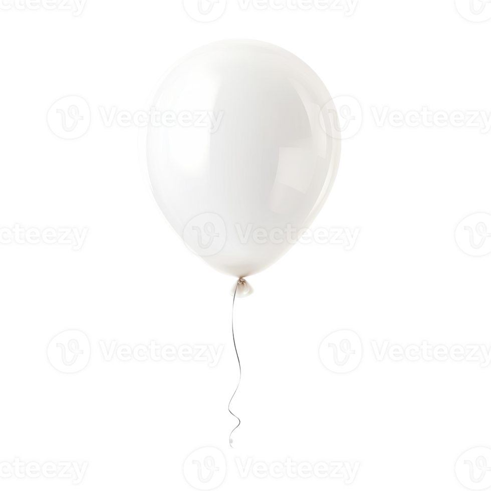 A single white balloon floats against a white background png
