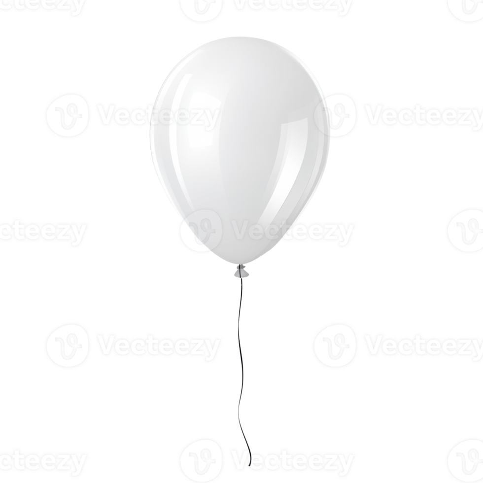 A single white balloon floats against a transparent background png