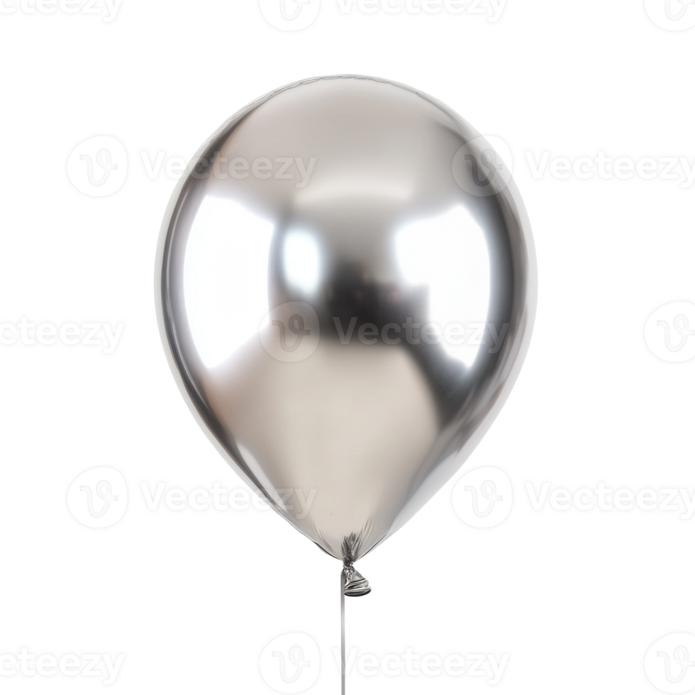 A single silver balloon floats against a black background png