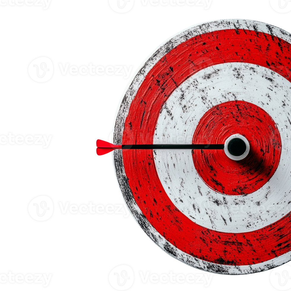 Red and White Target with Dart Centered png
