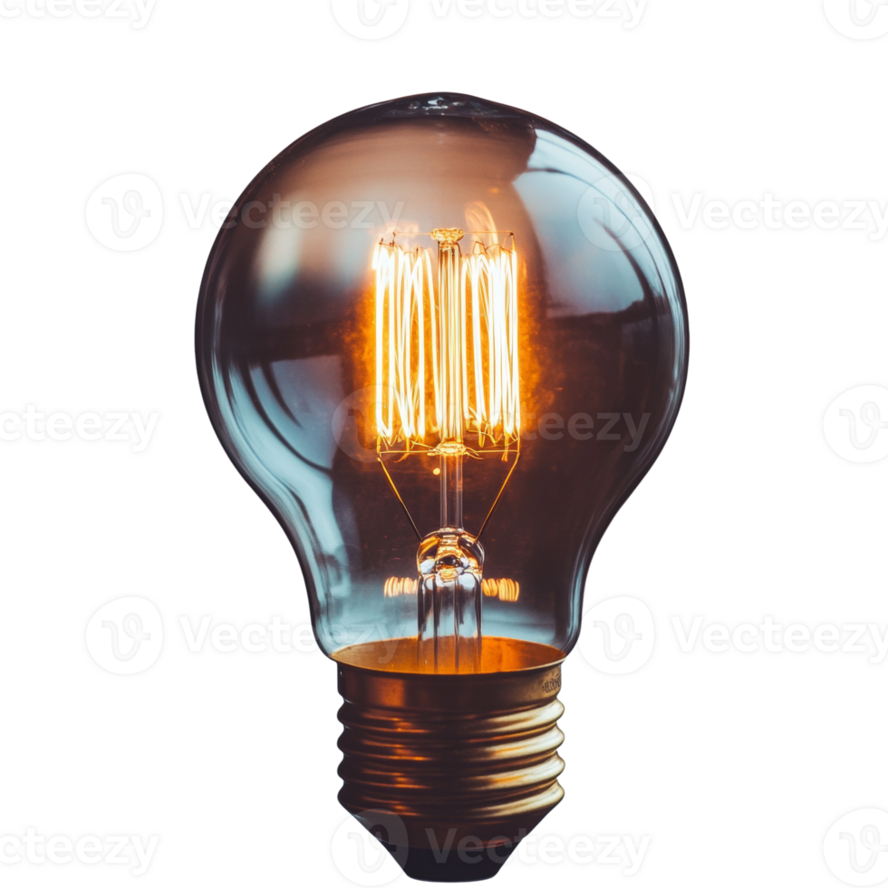 Glowing Edison Bulb Against Black Background png