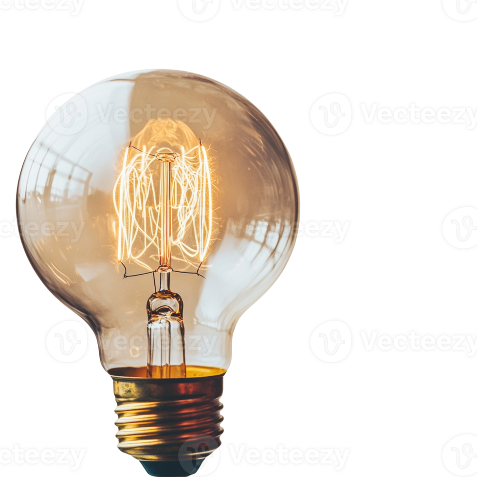 Glowing Vintage Edison Light Bulb Close Up png