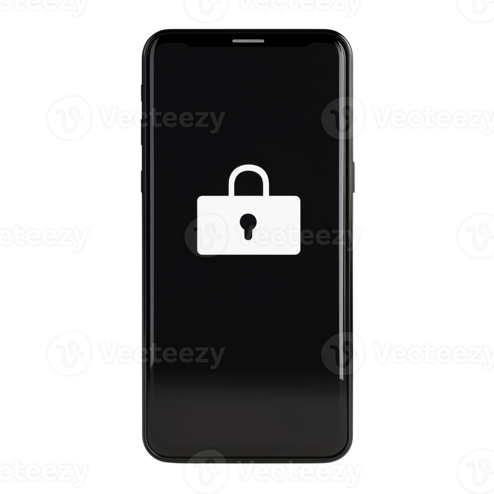 Smartphone Display Showing a Lock Icon Indicating Security png