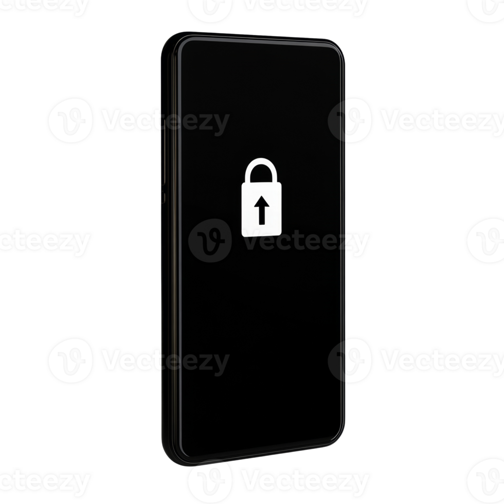 Smartphone Displaying an Upload Lock Icon png