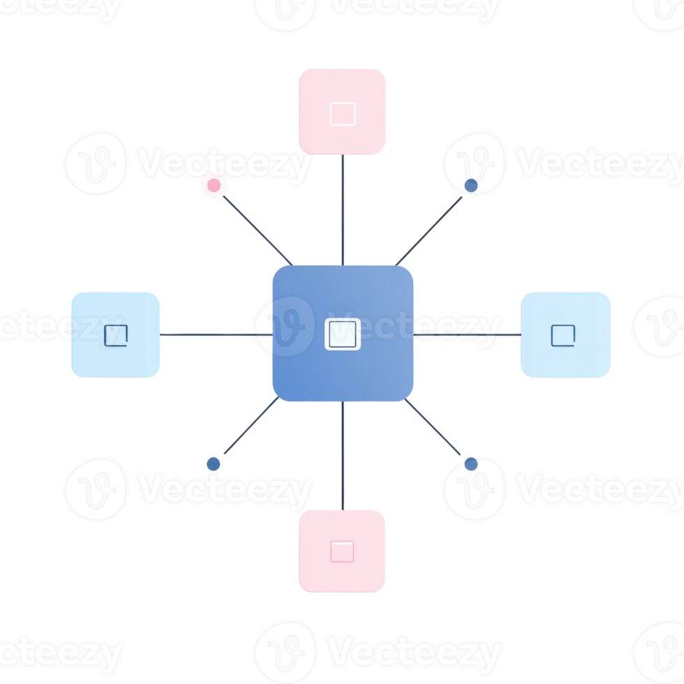 Central Hub Connecting Multiple Nodes In A Network System png