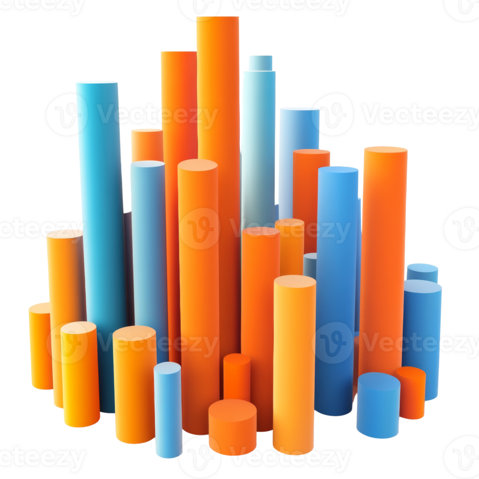 Abstract Colorful Cylinders Representing Data Visualization png
