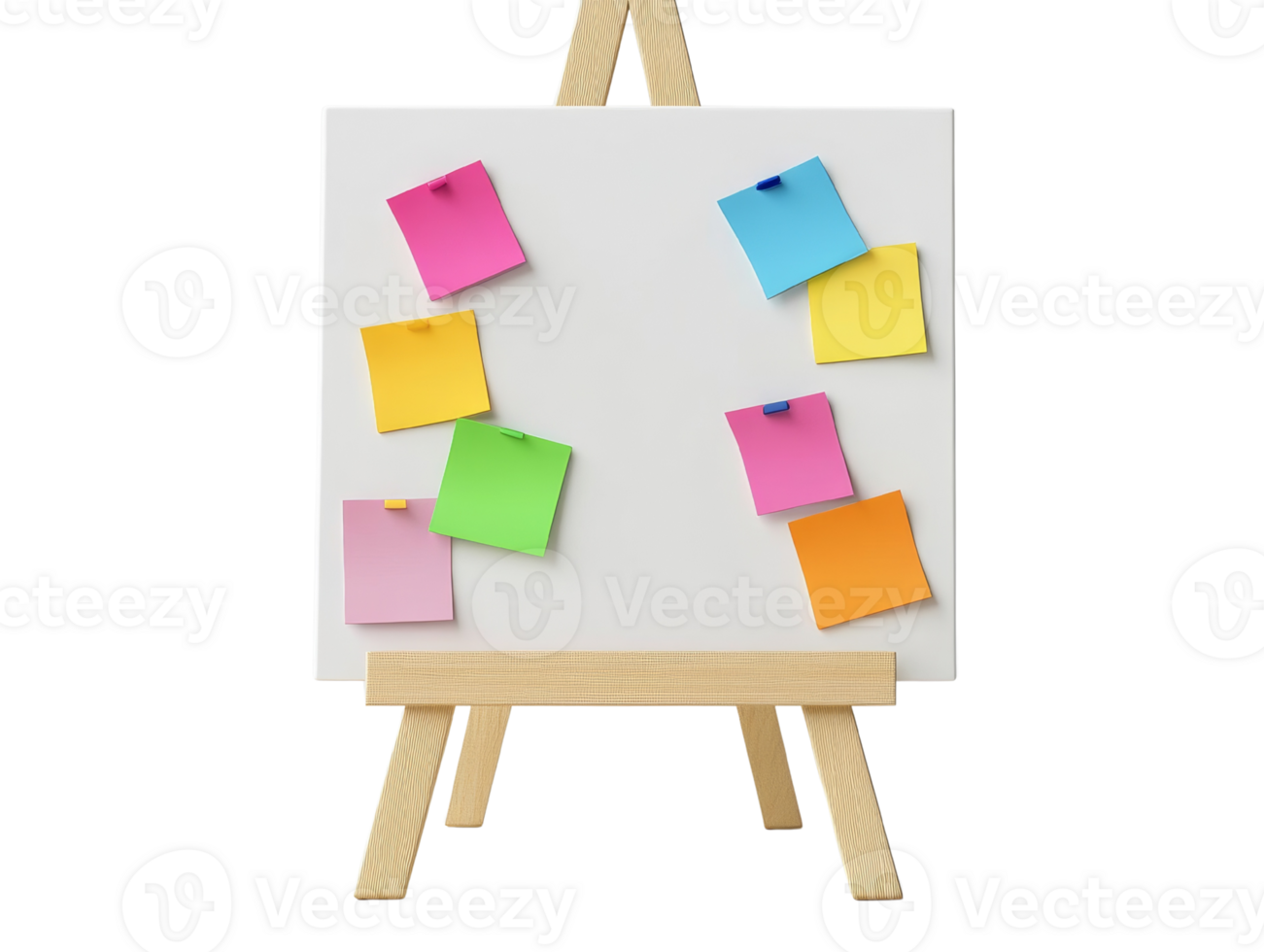 Colorful Sticky Notes on a Small Easel png