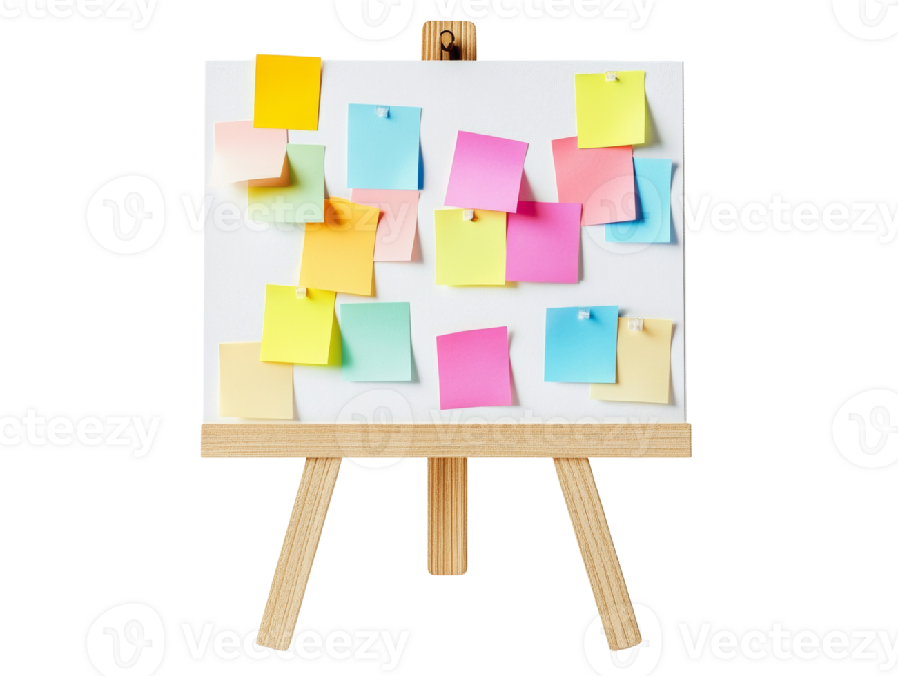Colorful Sticky Notes On A Wooden Easel png