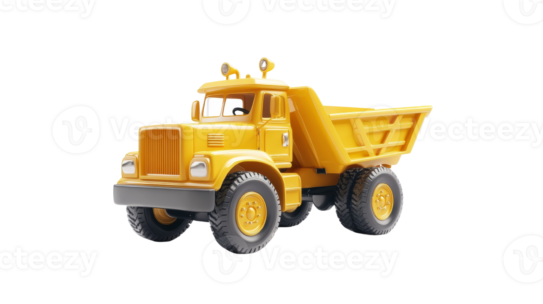 Yellow Dump Truck Isolated on Black Background png