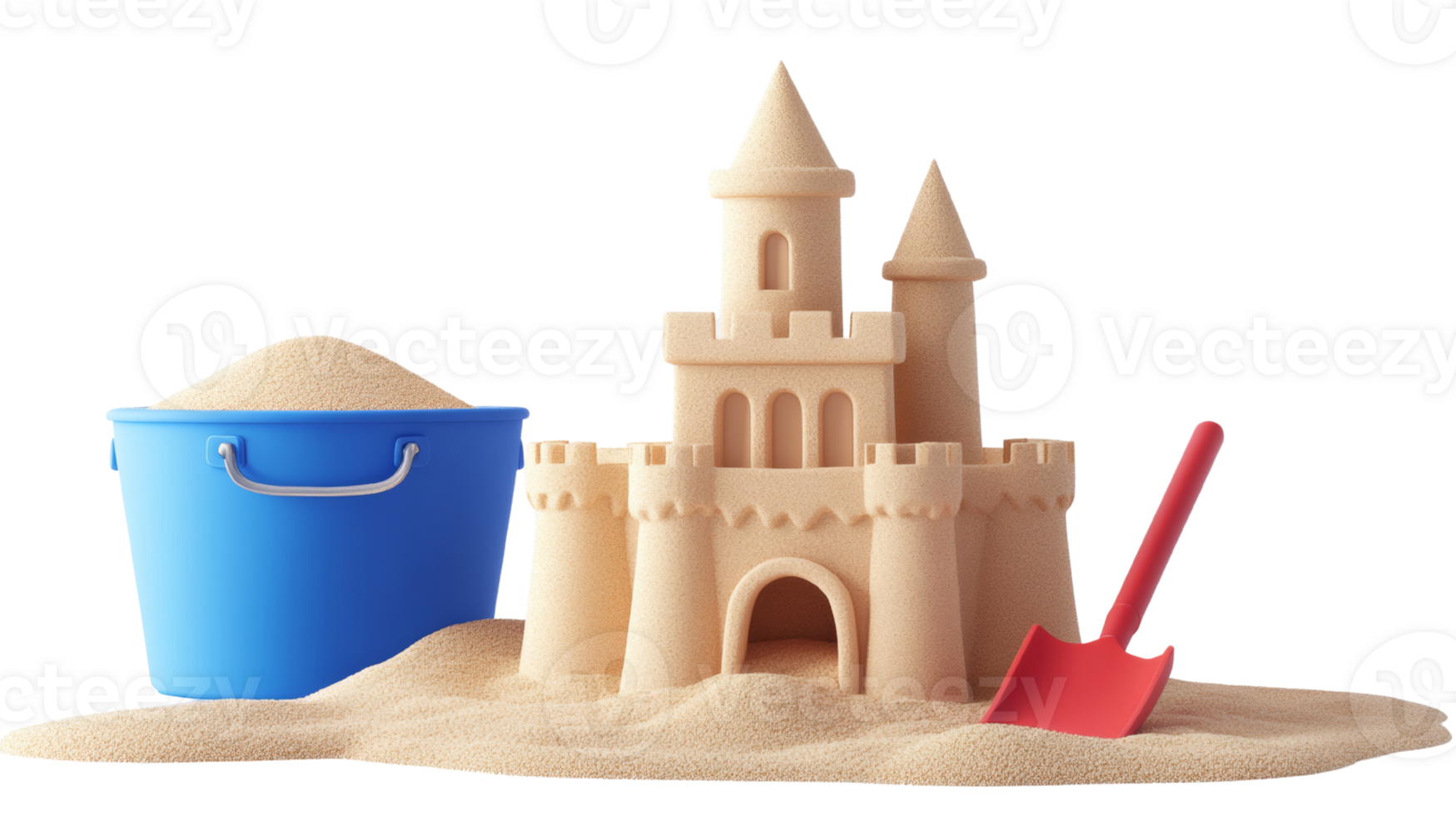 Sandcastle Beach Toy Bucket And Shovel Scene png