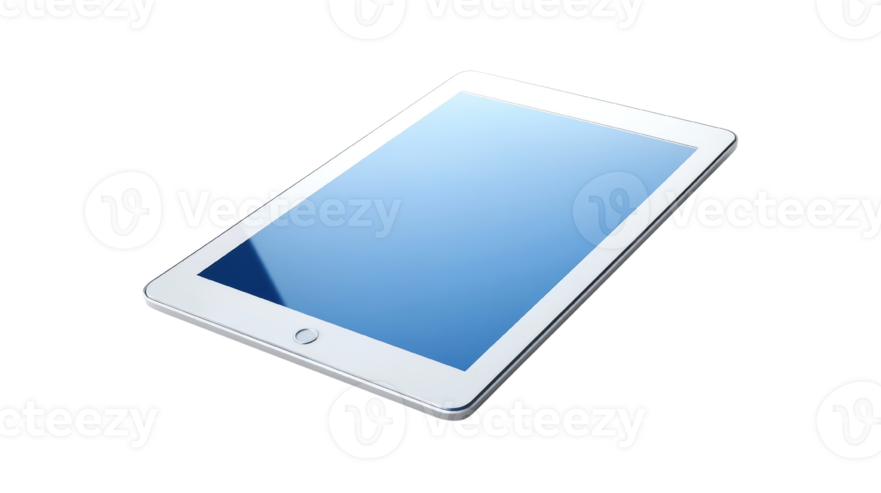 White Tablet Computer Displaying A Blue Screen png