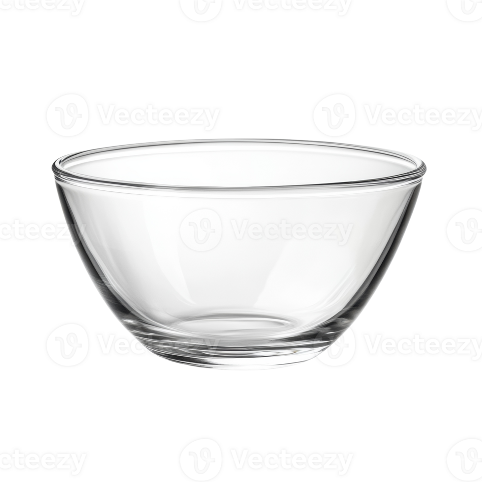 A Clear Glass Bowl on a White Background png