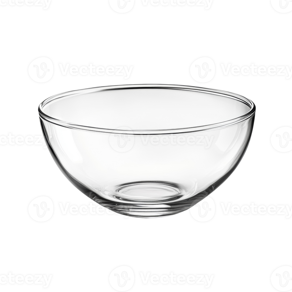 A Clear Glass Bowl Isolated on Black Background png