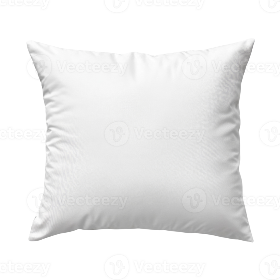 A single white square pillow isolated on black png