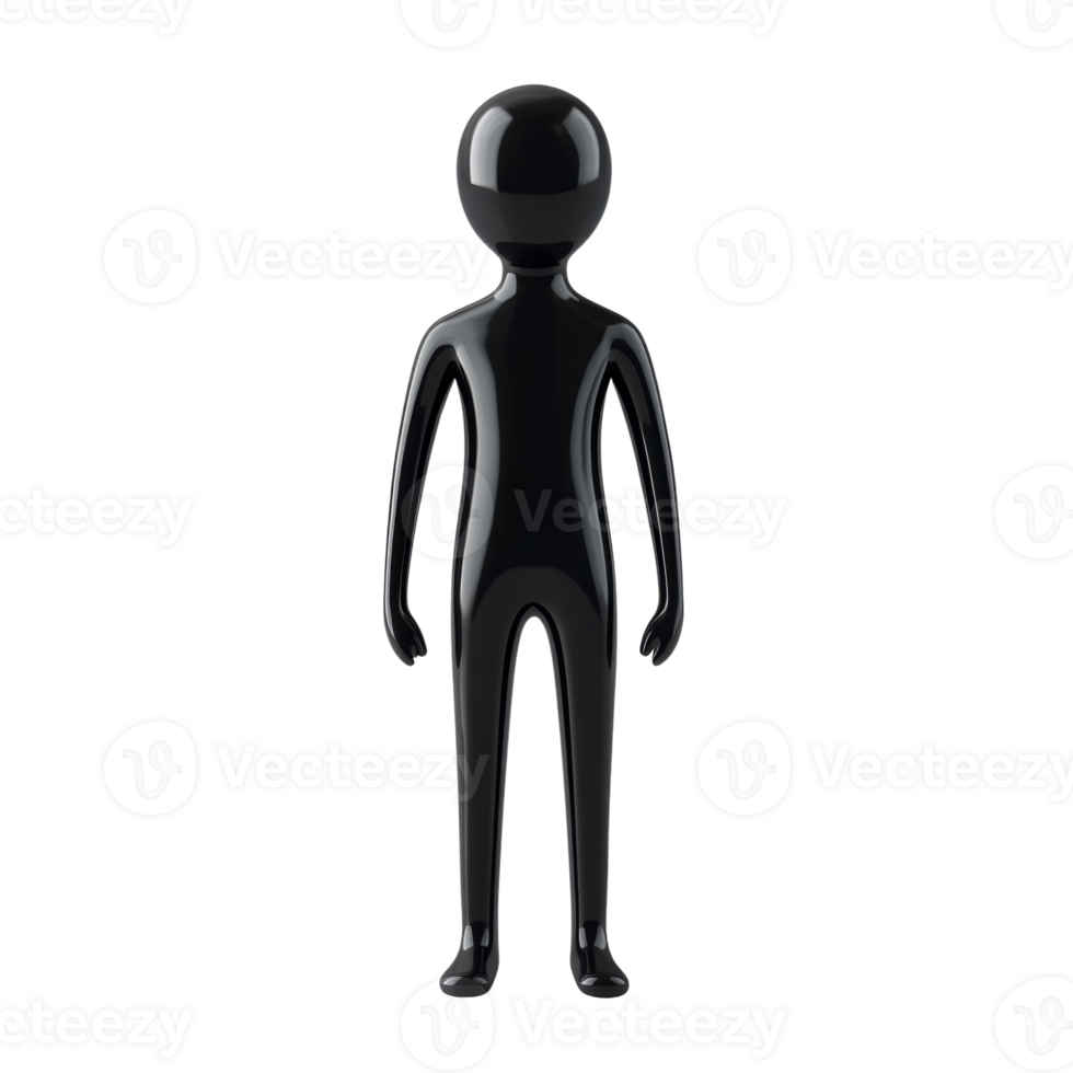 A Shiny Black Figure Stands Against A Dark Background png