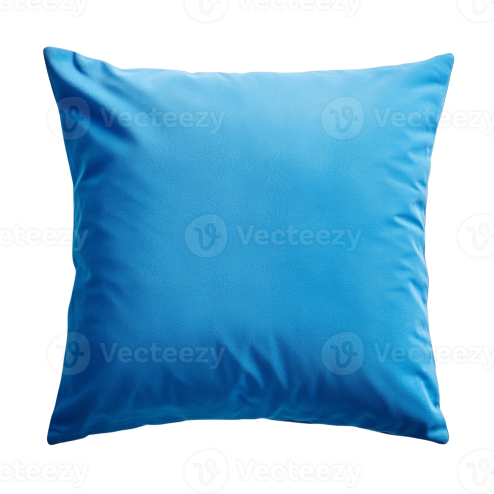 A single blue rectangular pillow isolated on black png