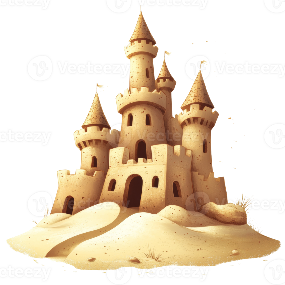 Majestic Sandcastle on a Sunny Beach Day png