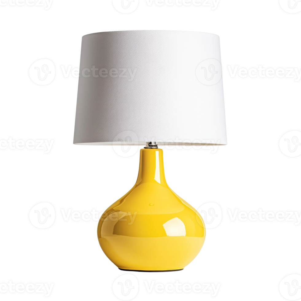 Yellow Table Lamp with White Shade Design png