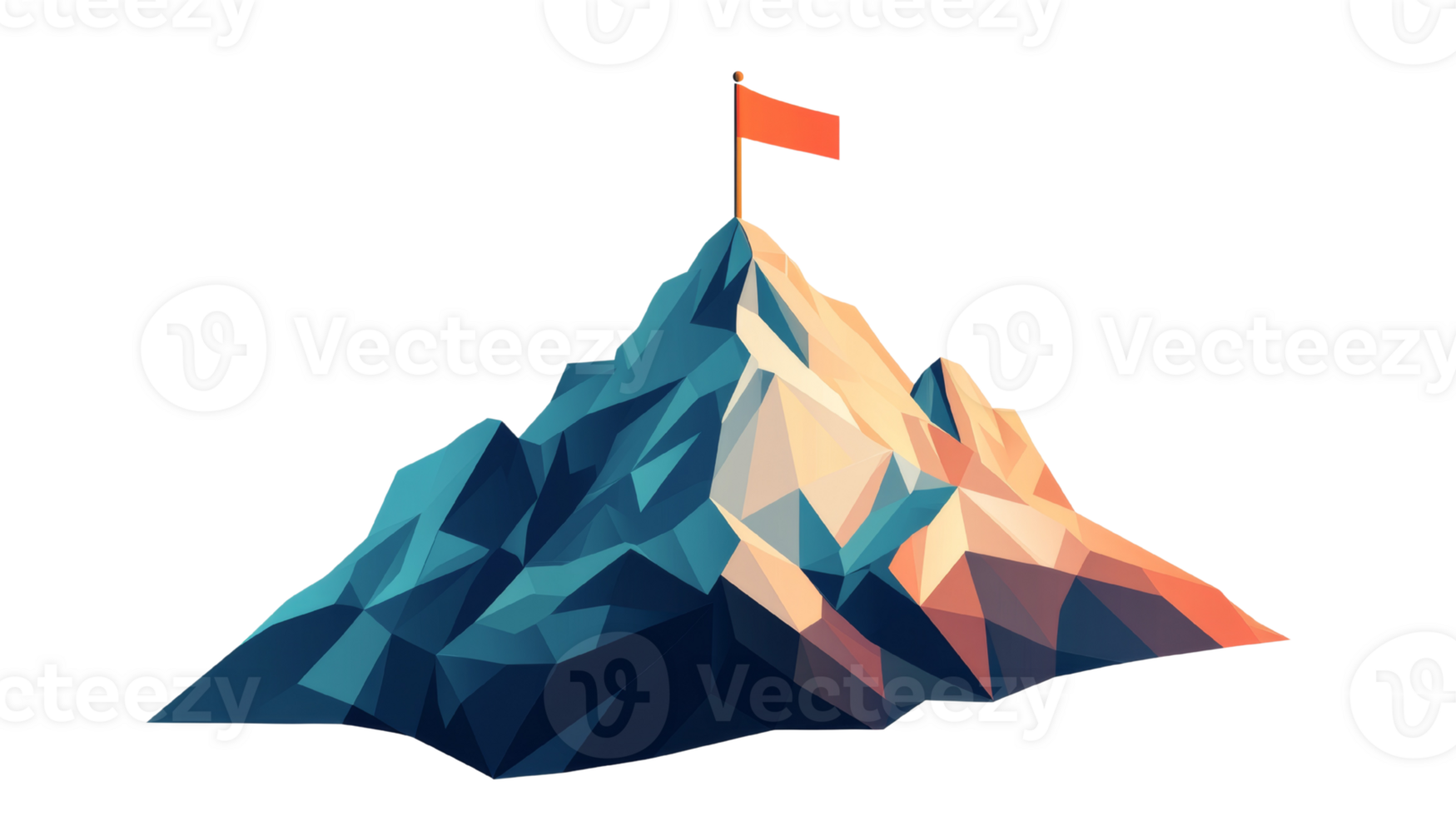 Red Flag on a Polygonal Mountain Peak png
