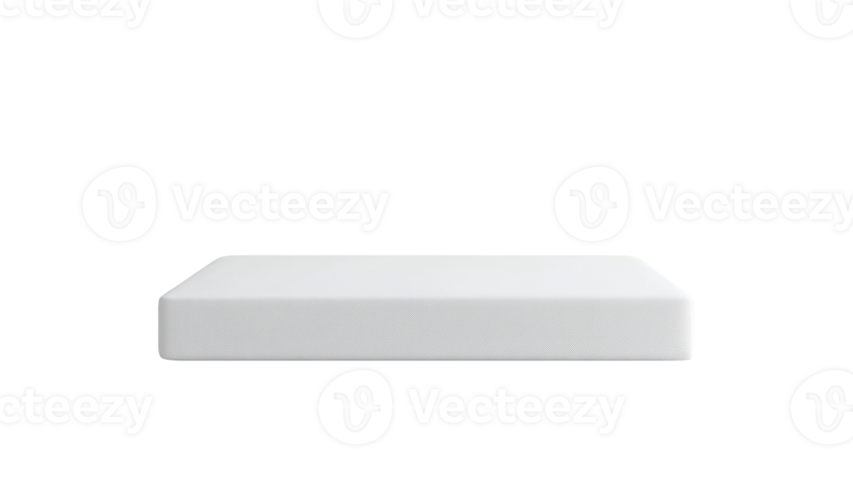 A white rectangular mattress sits on a black background png
