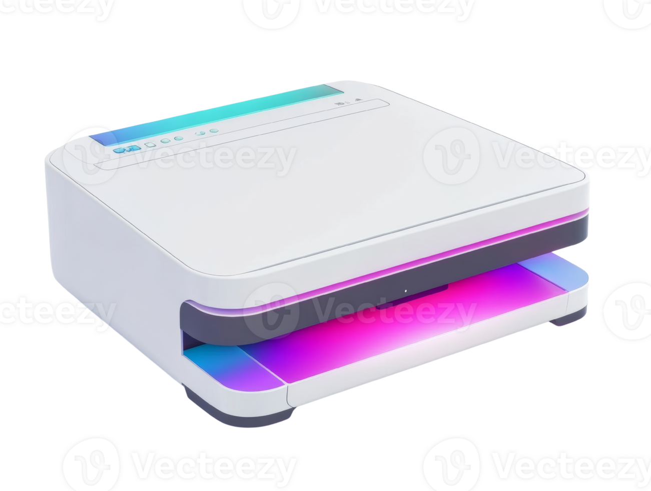 Modern White Printer with Colorful Light Display png