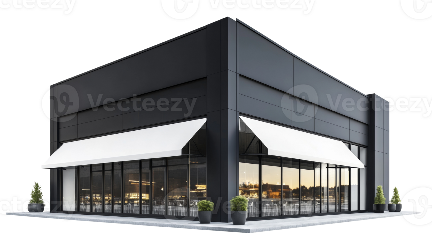 Modern Black Restaurant Building Exterior Design png
