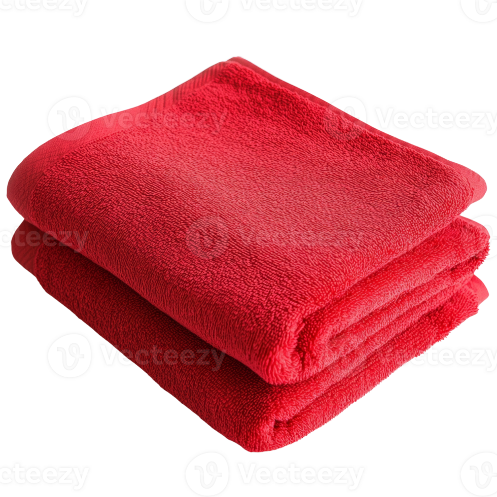 A neatly folded pair of red bath towels png