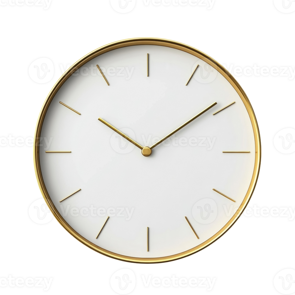 A simple minimalist gold and white clock design png