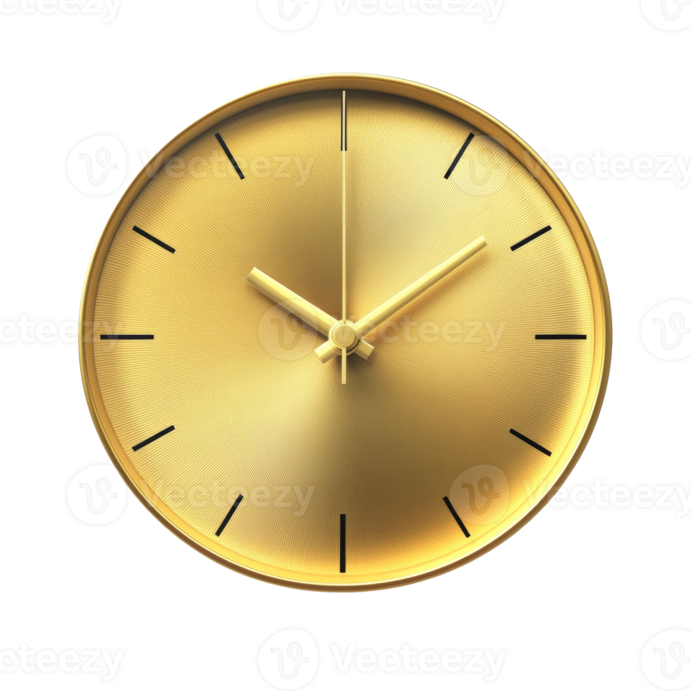 A Gold Circular Clock Shows The Time png