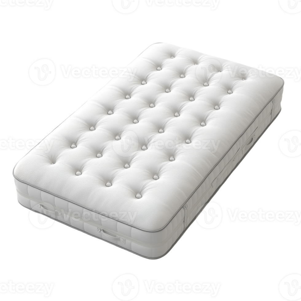 White Button Tufted Mattress Isolated On Black Background png