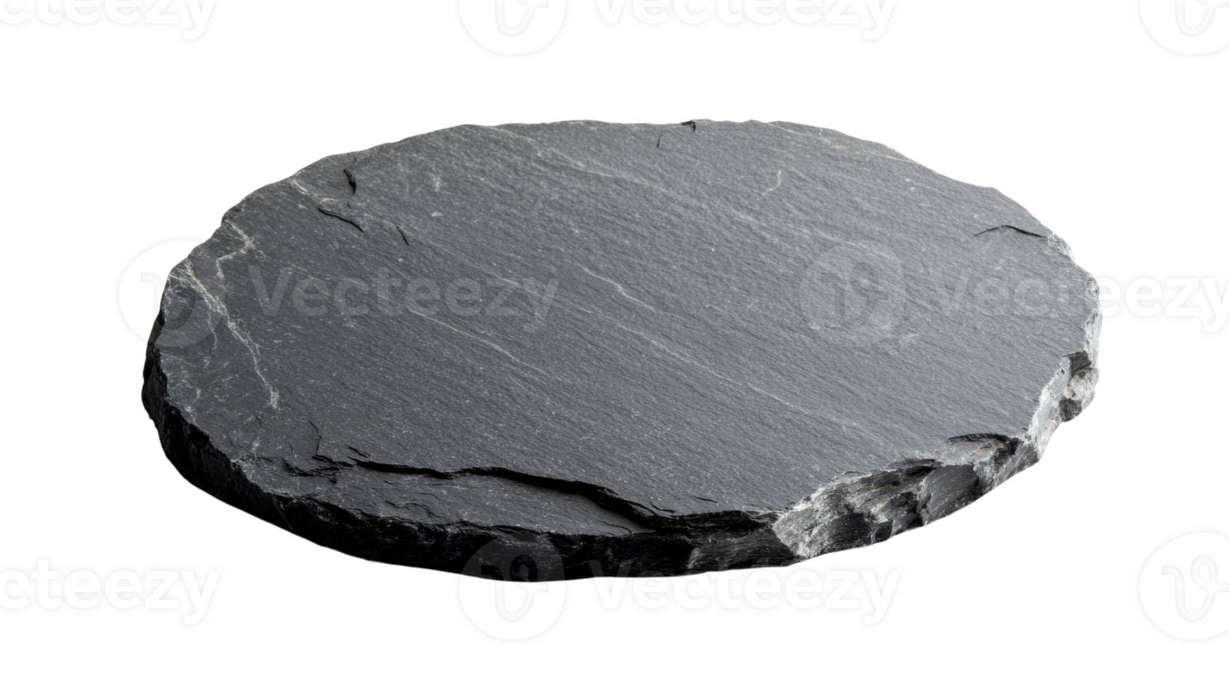 A single round dark grey slate stone rests on black png