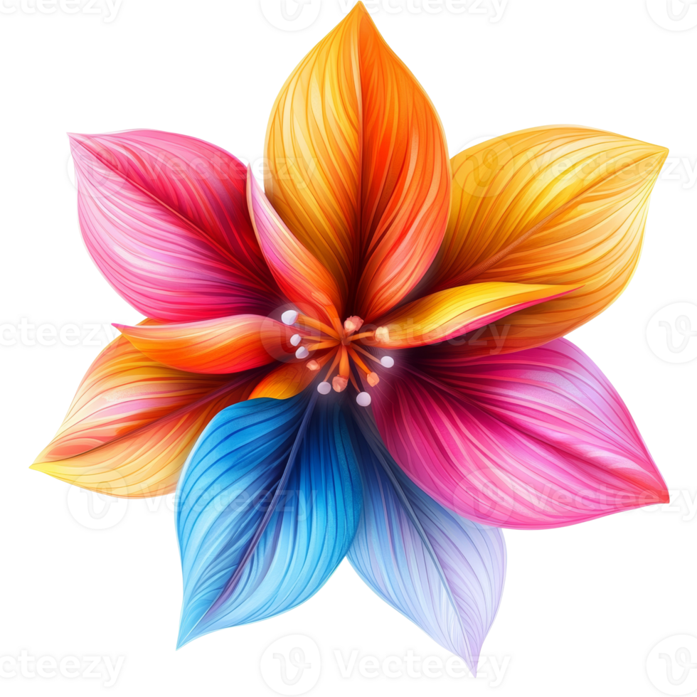Vibrant Multicolored Flower with Striking Petals png