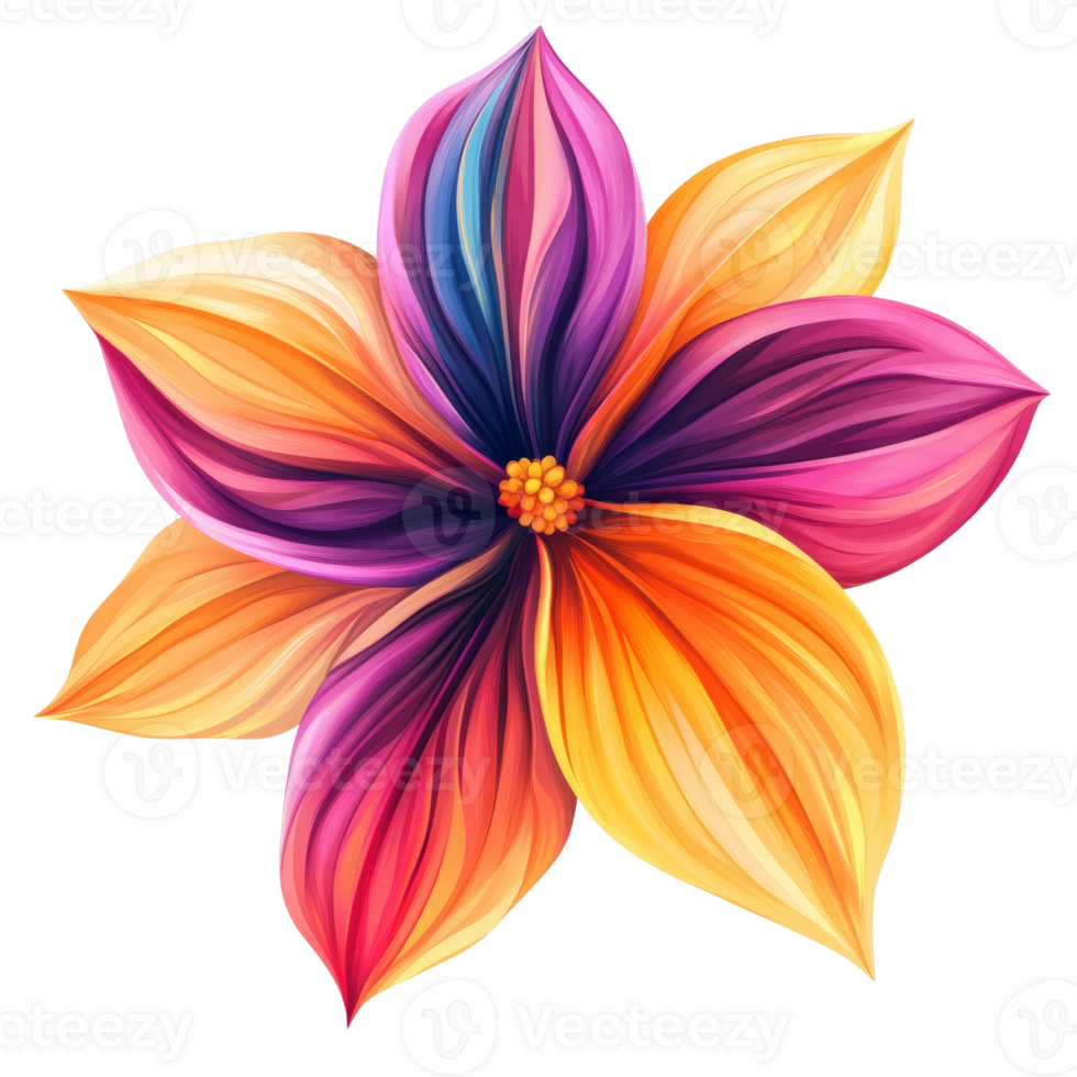 Abstract Colorful Flower with Swirling Petals Design png