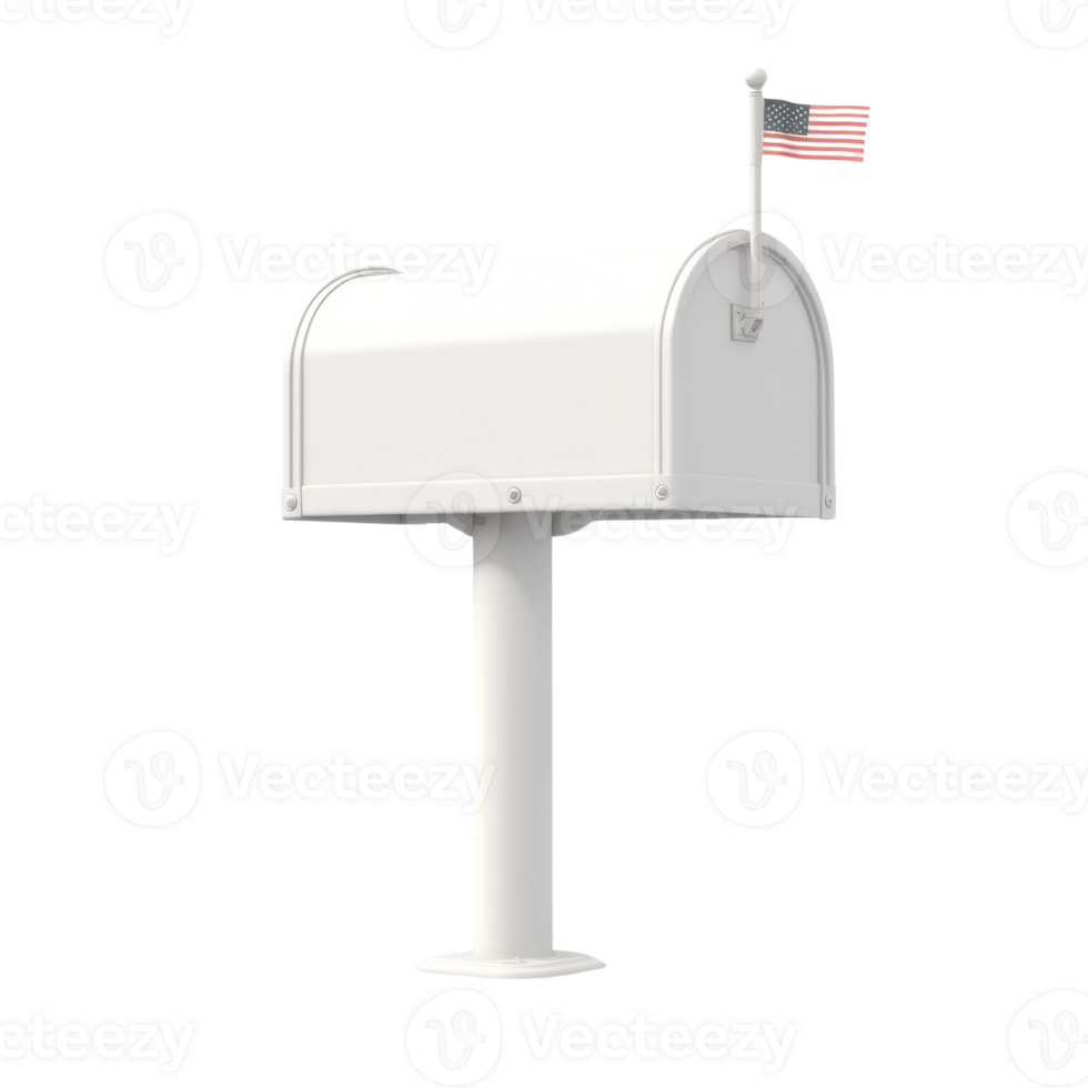 White Mailbox With American Flag Displayed png