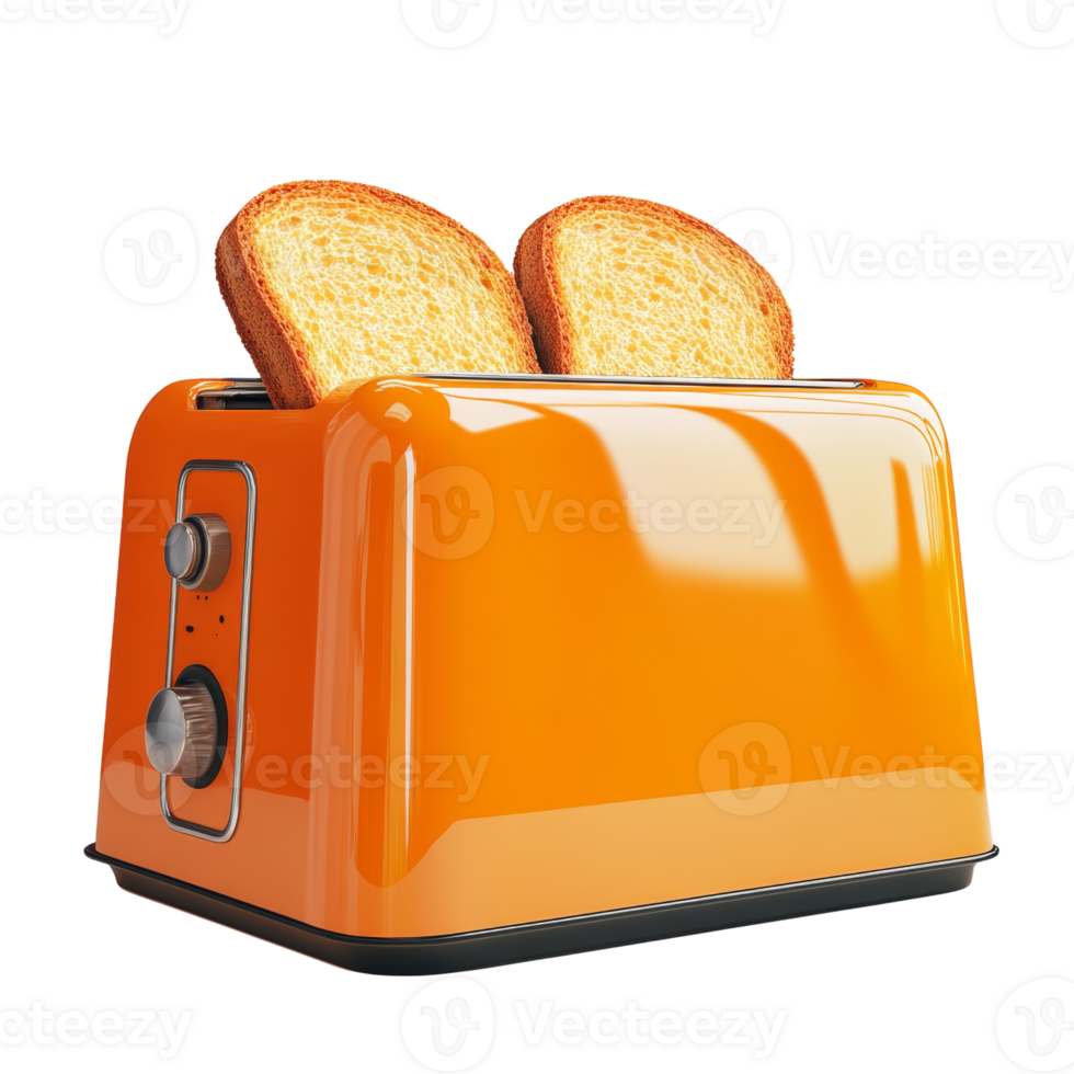 Orange Toaster with Toasted Bread Slices Inside png
