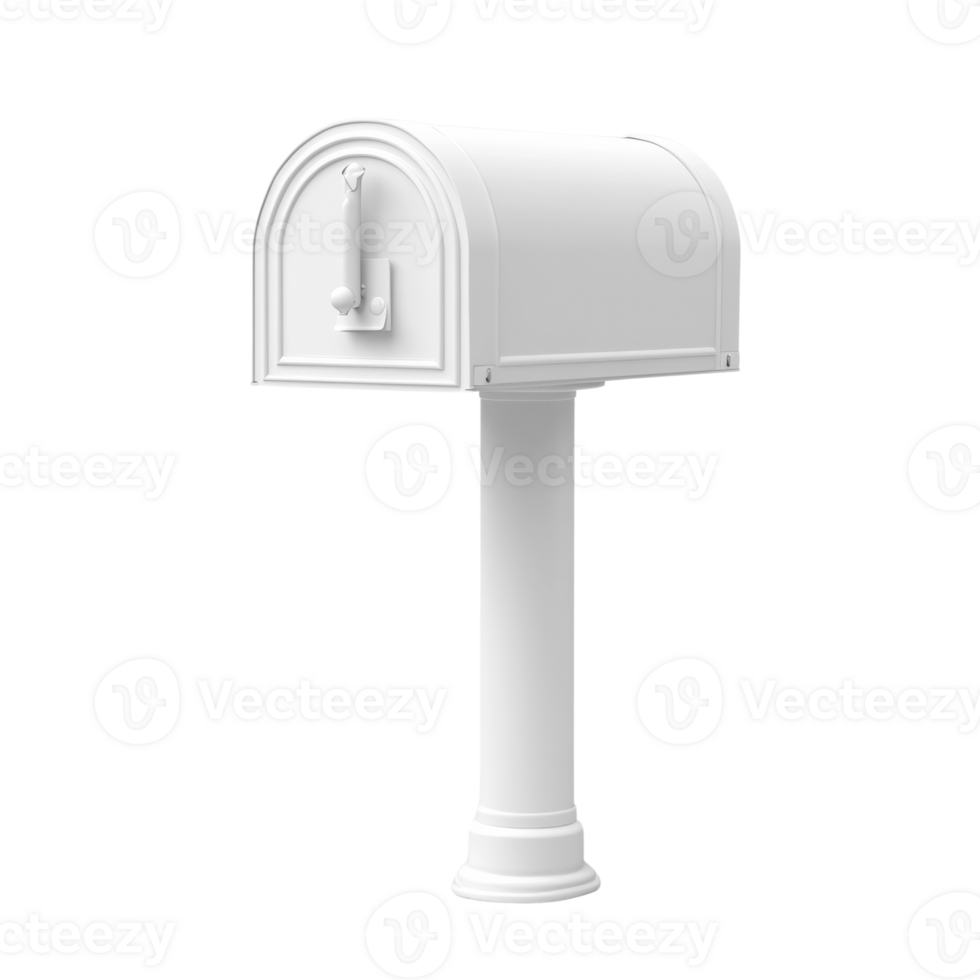 White Post Mounted Mailbox With Curved Top png