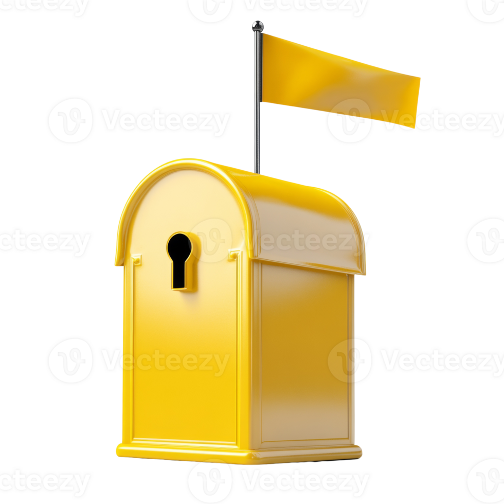 Yellow mailbox with a small yellow flag on top png