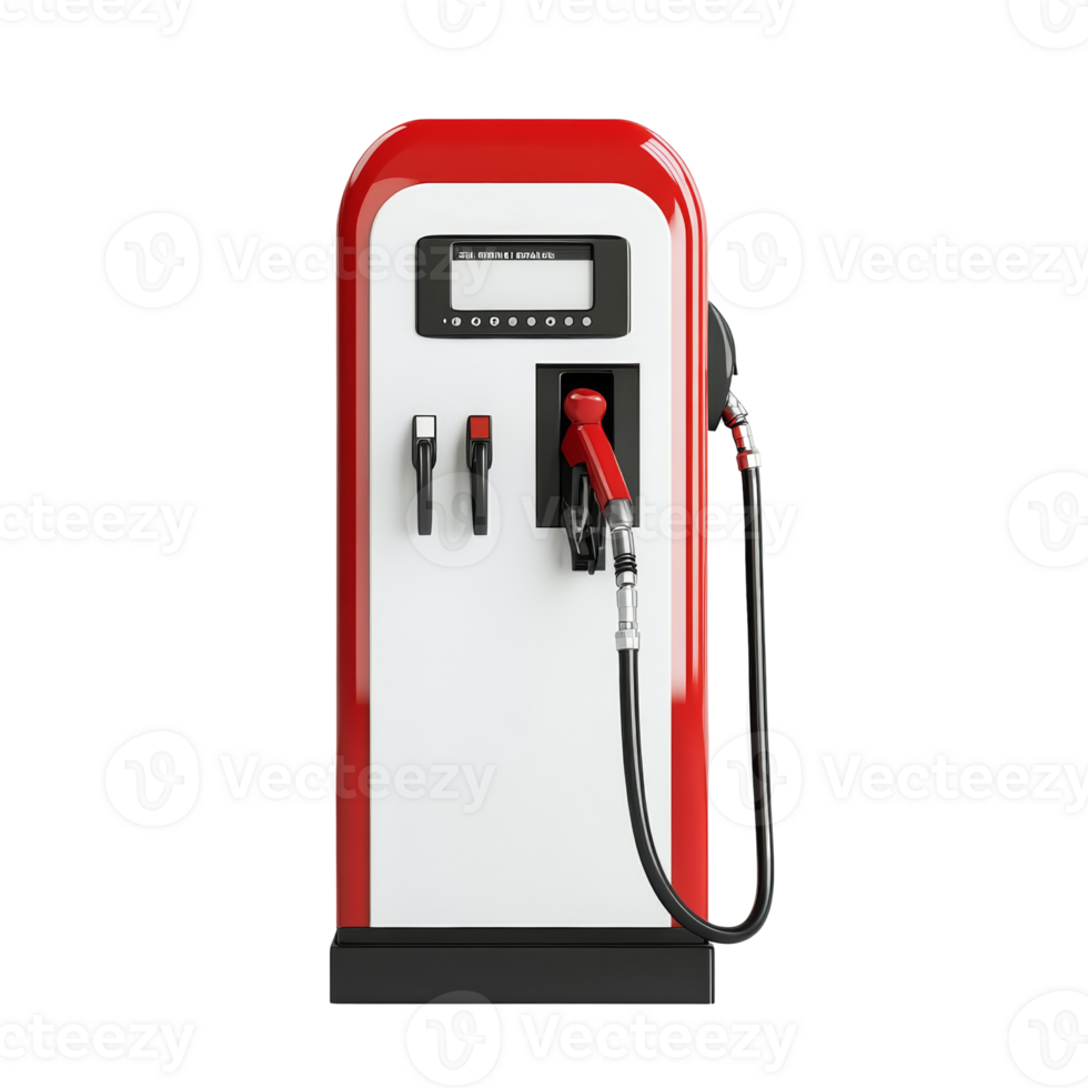 Red and white vintage style gas pump dispenser png